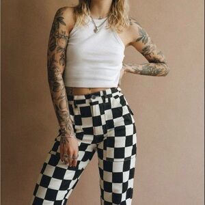 P&Co SERVICE FATIGUE PANTS – BLACK CHECKERBOARD (Size UK 12) – NEW